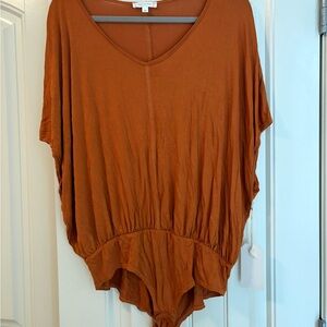 Blu Pepper Rust Orange Dolman V-Neck Bodysuit
